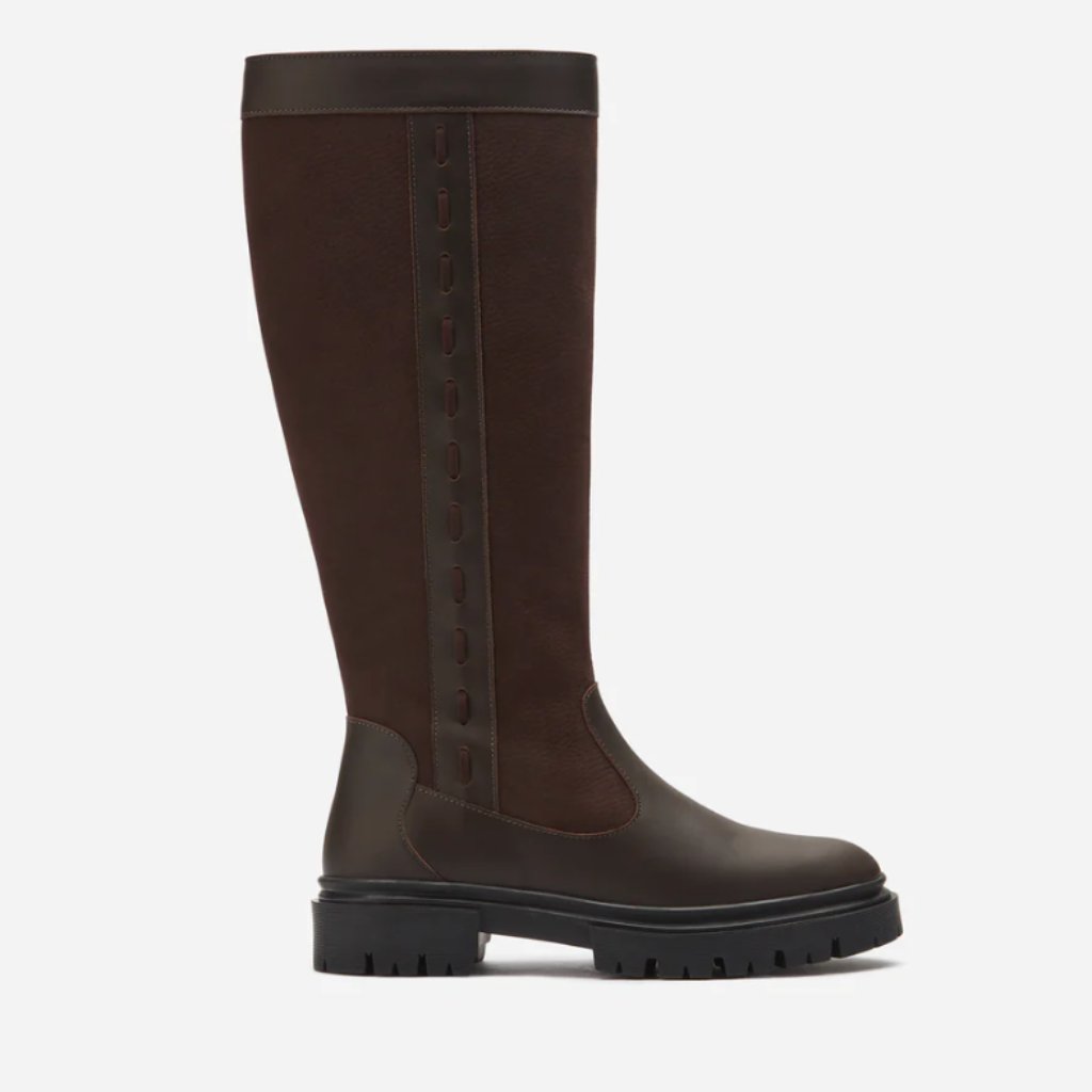 Duoboots Oakford Knee High Boots In Dark Brown Leather 39 Wide Calf — image 4 of 8